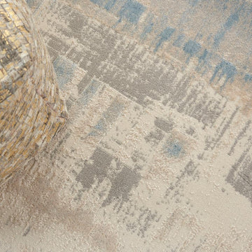 Solace SLA08 Ivory/Grey/Blue Runner-Nourison-Rug Love - The Most Loved Rug Store